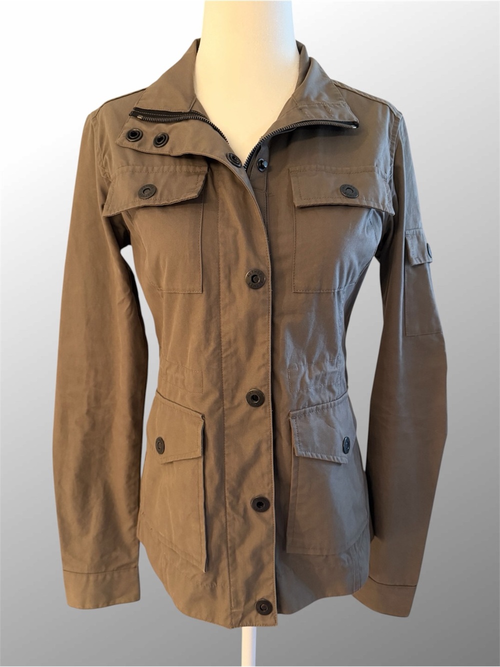 Women's Khaki Field Utility Jacket with Button Front